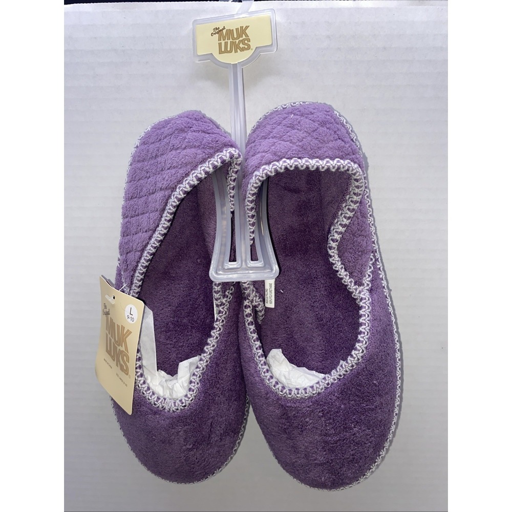 MUK LUKS Beverly Micro Chenille Slippers Women's Large 9-10 Purple #256